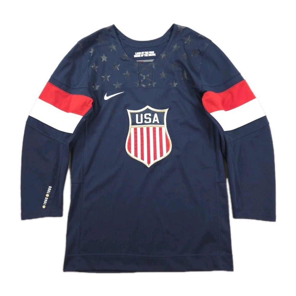 Nike Team USA Hockey Jersey Mens Small Navy Blue Stars